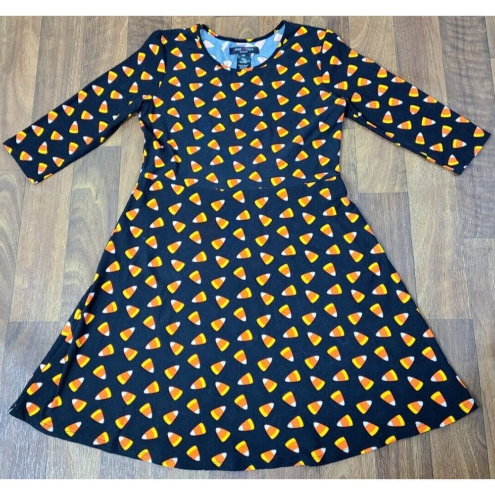 Just One Girls Black Halloween Candy Corn Print One Piece Dress Girl's L (14/16)